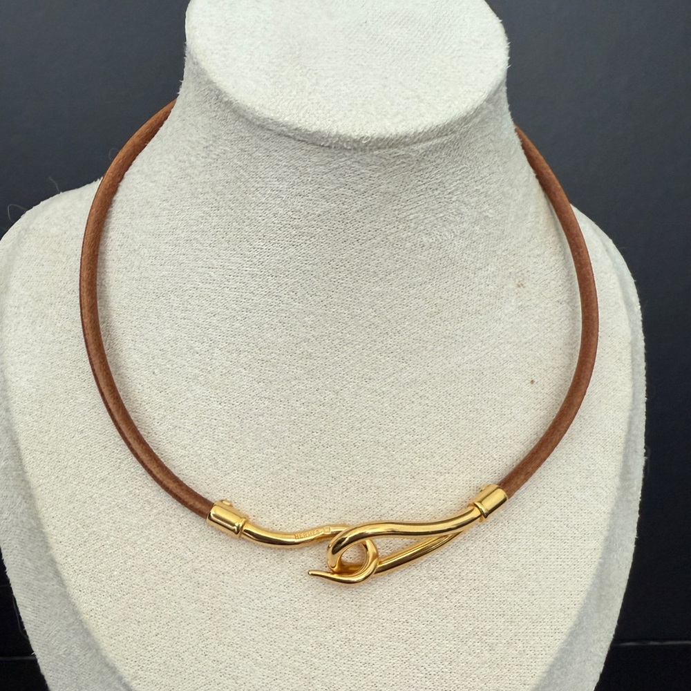 LOT 1712 18K gold plated HERMES vintage jumbo bracelet double tour - Picture 7 of 9
